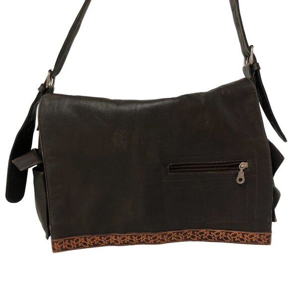 Brown Leather Satchel Messenger Bag - Picture 1 of 14